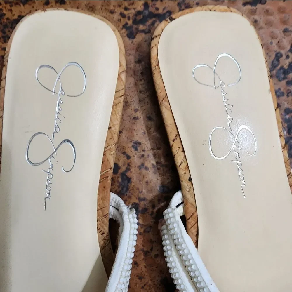 Jessica Simpson Sz.10 White Raexe 2 Slip-on Strappy Slide Sandals            285